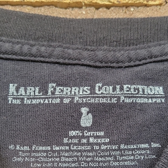 Karl Ferris Collection Jimi Hendrix Psychedelic Black Tee Size LARGE - Picture 2 of 7